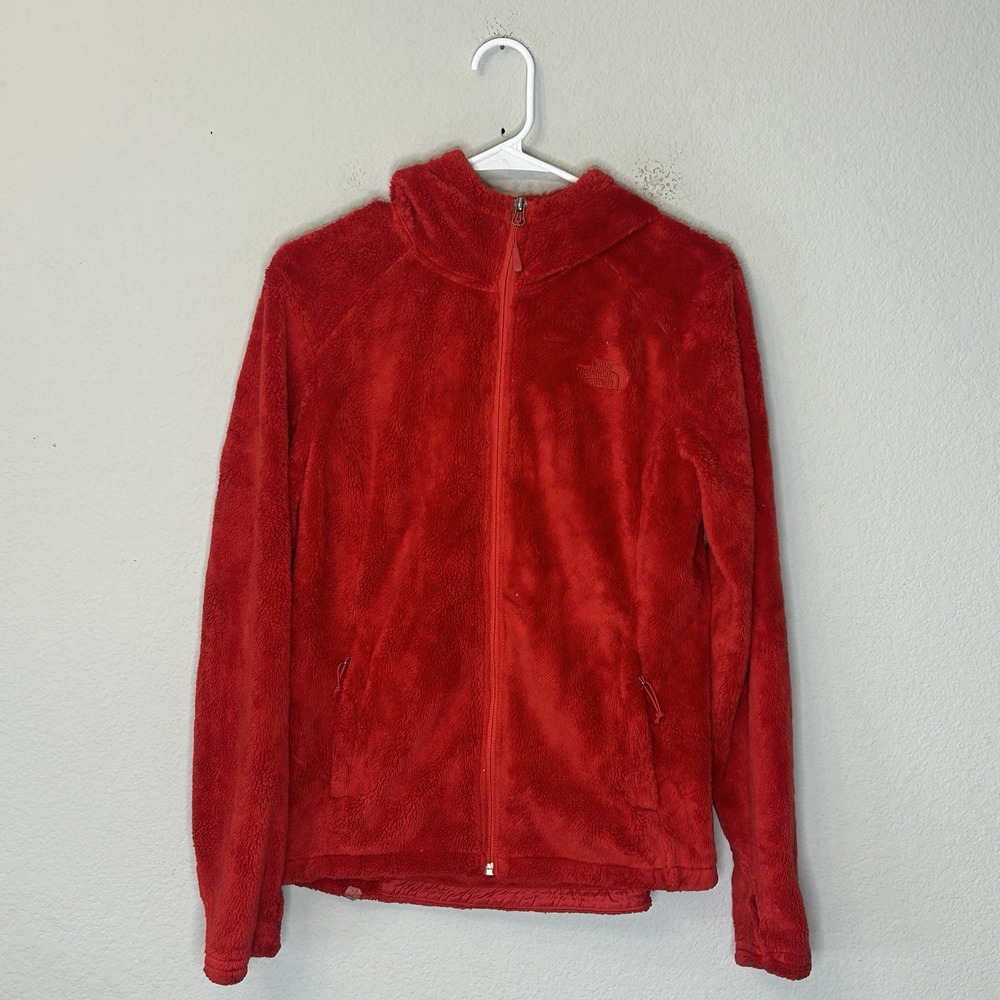 The North Face Tech Osito Full Zip Fleece Jacket Red Women's Size S Thumb Holes